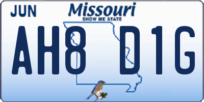 MO license plate AH8D1G