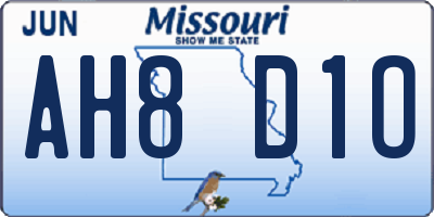 MO license plate AH8D1O
