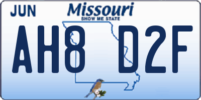 MO license plate AH8D2F