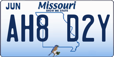 MO license plate AH8D2Y
