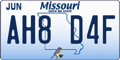 MO license plate AH8D4F