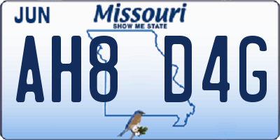 MO license plate AH8D4G