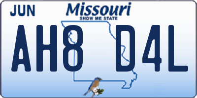 MO license plate AH8D4L