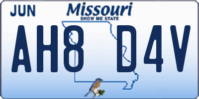 MO license plate AH8D4V