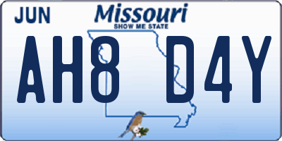 MO license plate AH8D4Y