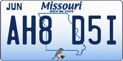 MO license plate AH8D5I