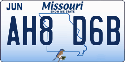 MO license plate AH8D6B