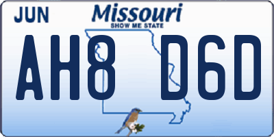MO license plate AH8D6D