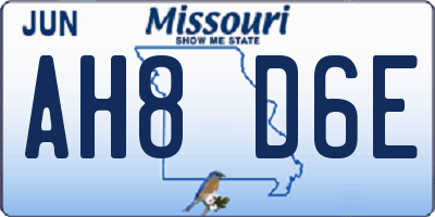 MO license plate AH8D6E