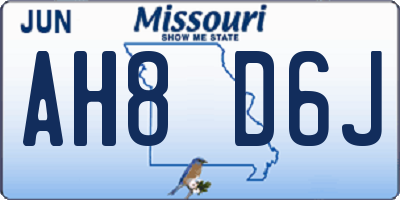 MO license plate AH8D6J