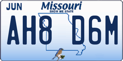 MO license plate AH8D6M