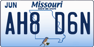MO license plate AH8D6N