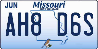 MO license plate AH8D6S