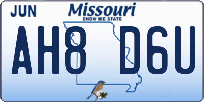 MO license plate AH8D6U