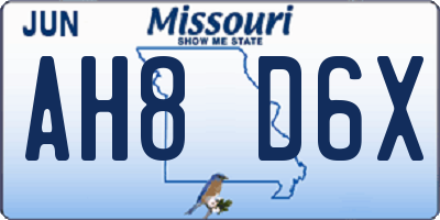 MO license plate AH8D6X