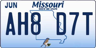 MO license plate AH8D7T