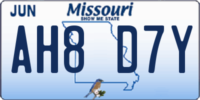MO license plate AH8D7Y