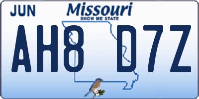 MO license plate AH8D7Z