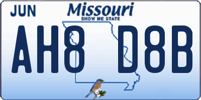 MO license plate AH8D8B