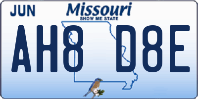 MO license plate AH8D8E