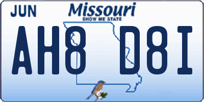 MO license plate AH8D8I