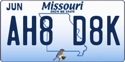 MO license plate AH8D8K