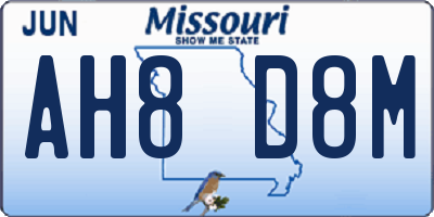 MO license plate AH8D8M