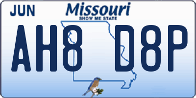 MO license plate AH8D8P