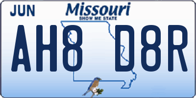 MO license plate AH8D8R