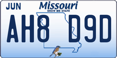 MO license plate AH8D9D