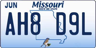 MO license plate AH8D9L