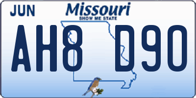 MO license plate AH8D9O