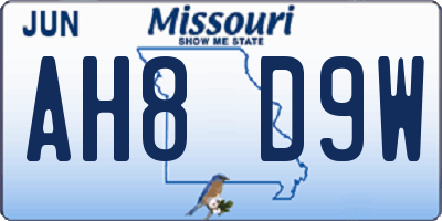 MO license plate AH8D9W