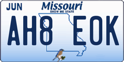 MO license plate AH8E0K