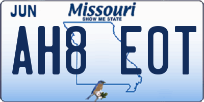 MO license plate AH8E0T