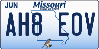 MO license plate AH8E0V
