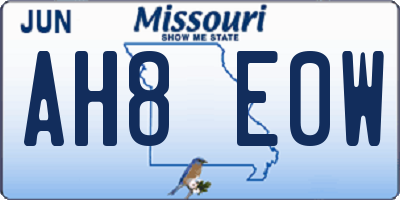 MO license plate AH8E0W