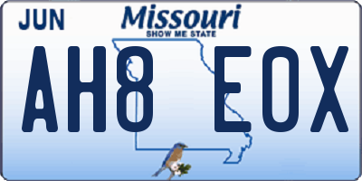 MO license plate AH8E0X