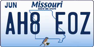MO license plate AH8E0Z