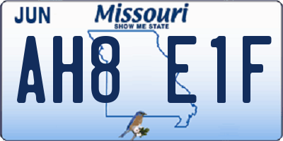 MO license plate AH8E1F