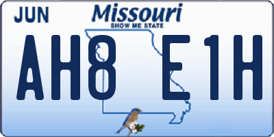 MO license plate AH8E1H