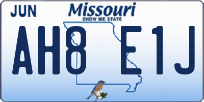 MO license plate AH8E1J