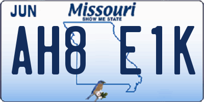 MO license plate AH8E1K