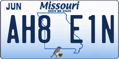 MO license plate AH8E1N