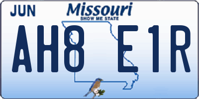 MO license plate AH8E1R