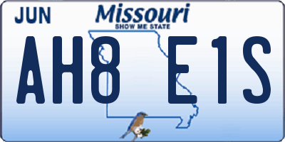MO license plate AH8E1S