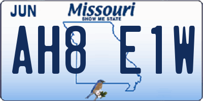 MO license plate AH8E1W