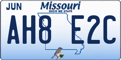 MO license plate AH8E2C