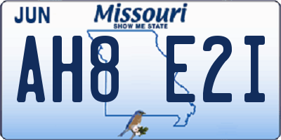 MO license plate AH8E2I