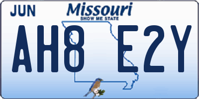 MO license plate AH8E2Y